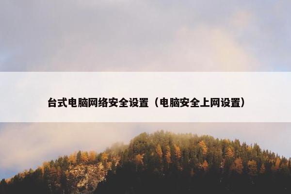 台式电脑网络安全设置（电脑安全上网设置）