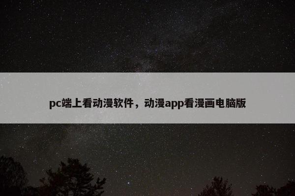 pc端上看动漫软件，动漫app看漫画电脑版