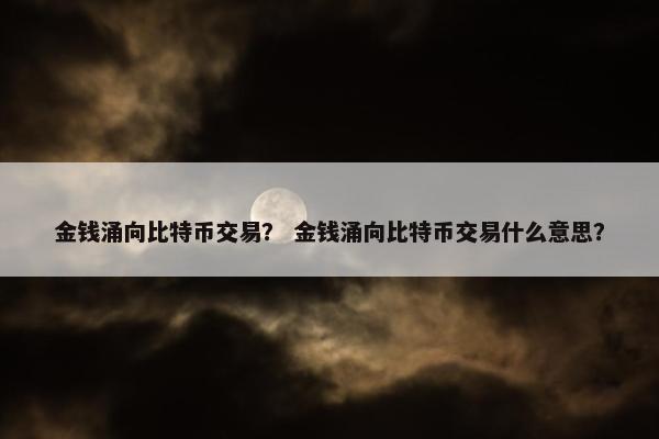 金钱涌向比特币交易？ 金钱涌向比特币交易什么意思？