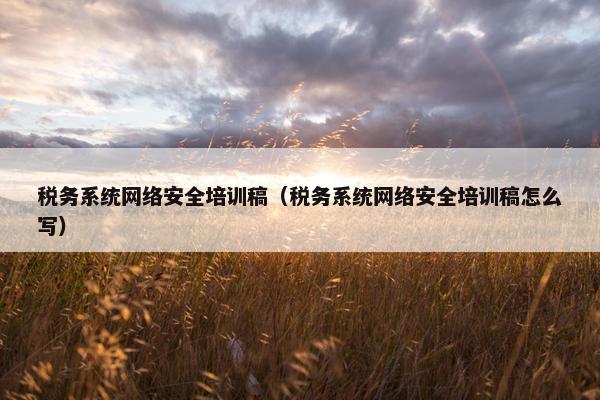 税务系统网络安全培训稿（税务系统网络安全培训稿怎么写）