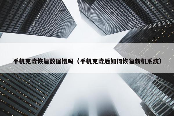 手机克隆恢复数据慢吗（手机克隆后如何恢复新机系统）