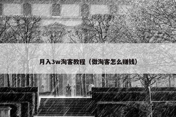 月入3w淘客教程（做淘客怎么赚钱）