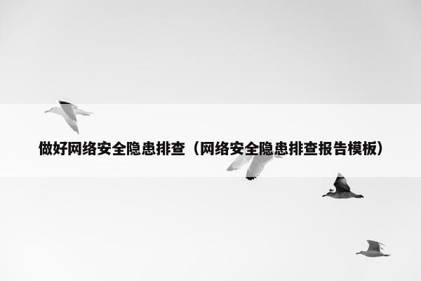 做好网络安全隐患排查（网络安全隐患排查报告模板）