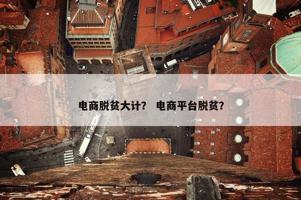 电商脱贫大计？ 电商平台脱贫？