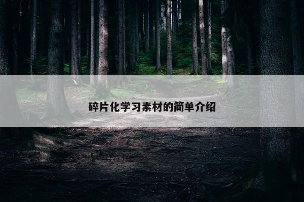 碎片化学习素材的简单介绍