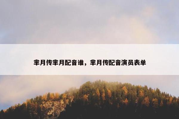 芈月传芈月配音谁，芈月传配音演员表单