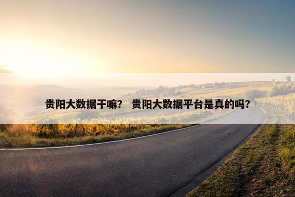 贵阳大数据干嘛？ 贵阳大数据平台是真的吗？