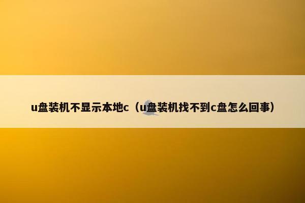 u盘装机不显示本地c（u盘装机找不到c盘怎么回事）