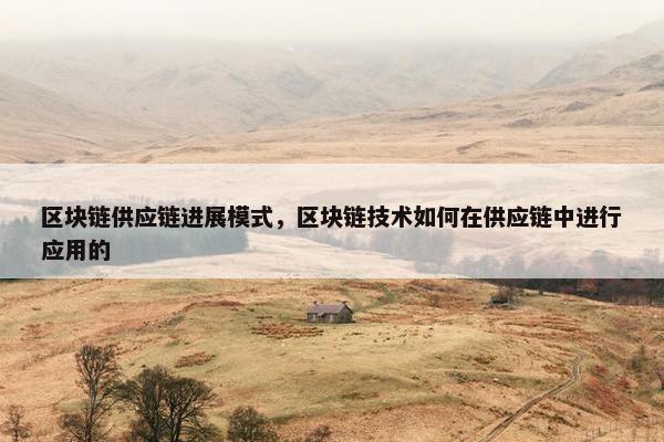 区块链供应链进展模式，区块链技术如何在供应链中进行应用的