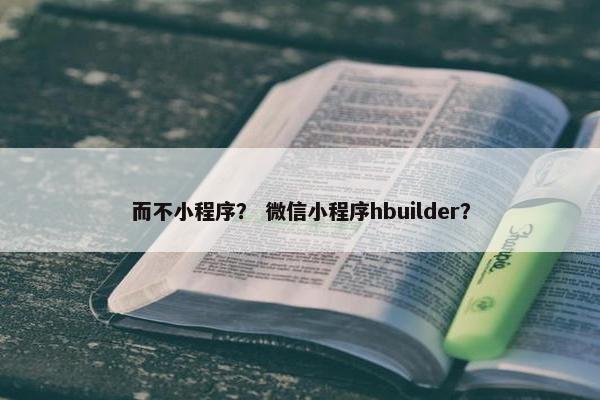 而不小程序？ 微信小程序hbuilder？