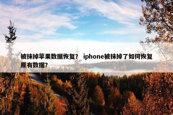 被抹掉苹果数据恢复？ iphone被抹掉了如何恢复原有数据？