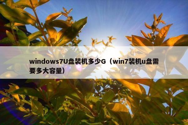 windows7U盘装机多少G（win7装机u盘需要多大容量）