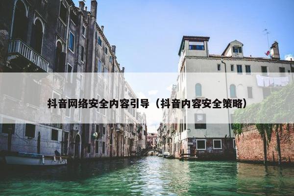 抖音网络安全内容引导（抖音内容安全策略）