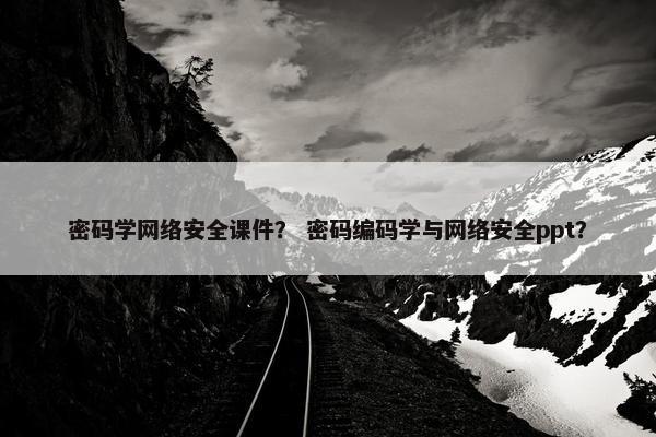 密码学网络安全课件？ 密码编码学与网络安全ppt？