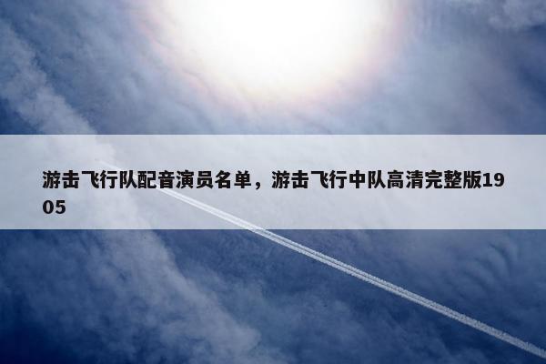 游击飞行队配音演员名单，游击飞行中队高清完整版1905