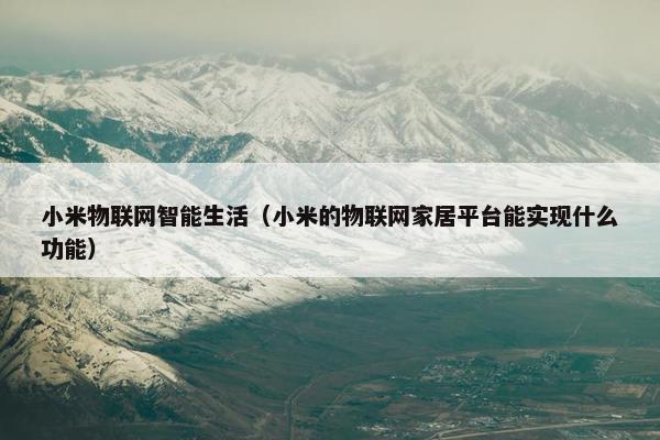 小米物联网智能生活（小米的物联网家居平台能实现什么功能）