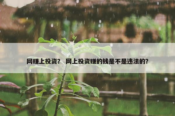 网赚上投资？ 网上投资赚的钱是不是违法的？