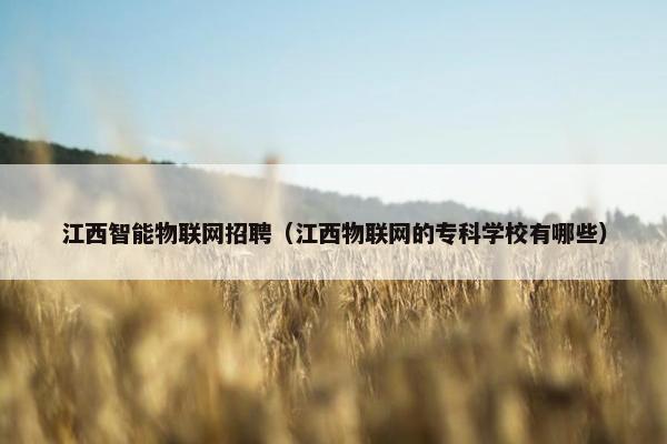 江西智能物联网招聘（江西物联网的专科学校有哪些）