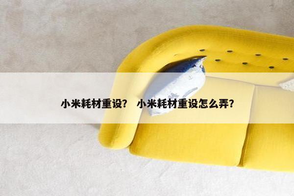 小米耗材重设？ 小米耗材重设怎么弄？