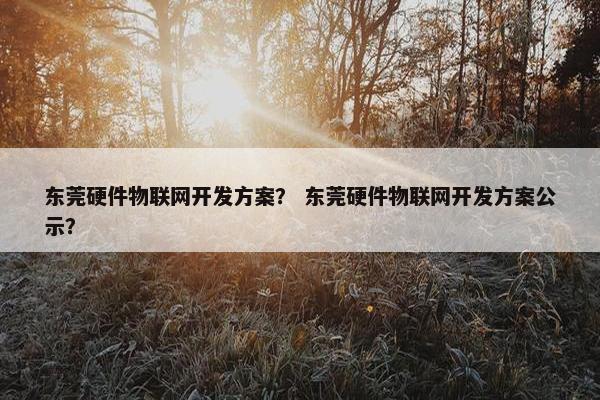 东莞硬件物联网开发方案？ 东莞硬件物联网开发方案公示？