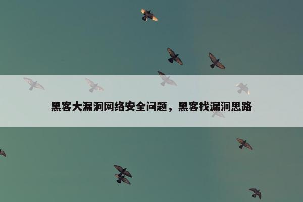 黑客大漏洞网络安全问题，黑客找漏洞思路