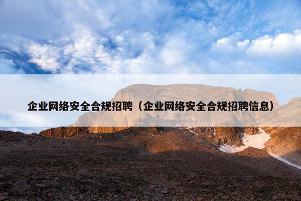 企业网络安全合规招聘（企业网络安全合规招聘信息）