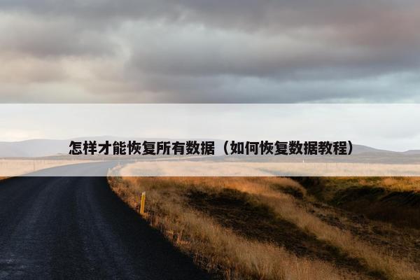 怎样才能恢复所有数据（如何恢复数据教程）