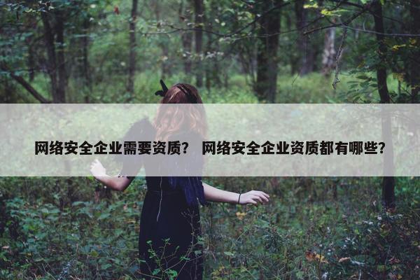 网络安全企业需要资质？ 网络安全企业资质都有哪些？