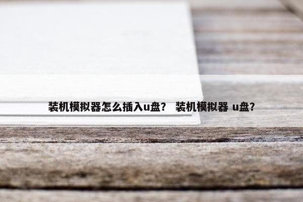 装机模拟器怎么插入u盘？ 装机模拟器 u盘？
