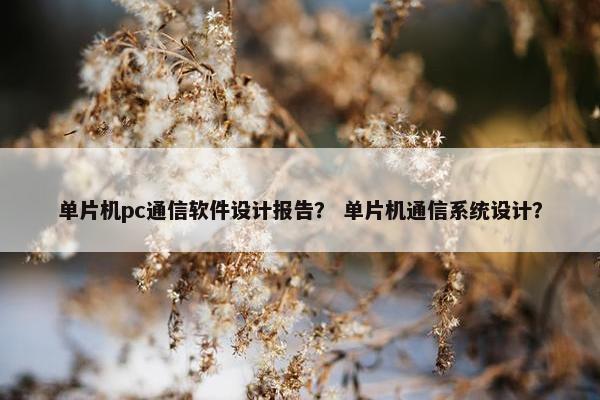 单片机pc通信软件设计报告？ 单片机通信系统设计？