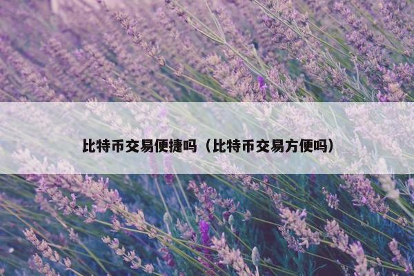 比特币交易便捷吗（比特币交易方便吗）