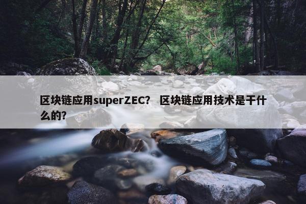 区块链应用superZEC？ 区块链应用技术是干什么的？