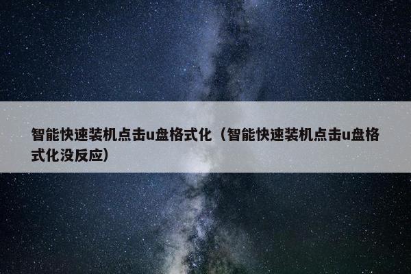 智能快速装机点击u盘格式化（智能快速装机点击u盘格式化没反应）