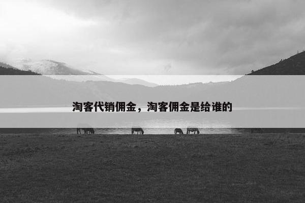 淘客代销佣金，淘客佣金是给谁的