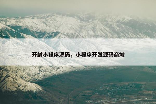 开封小程序源码，小程序开发源码商城