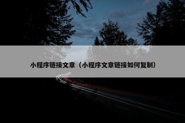 小程序链接文章（小程序文章链接如何复制）