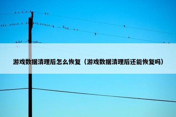 游戏数据清理后怎么恢复（游戏数据清理后还能恢复吗）