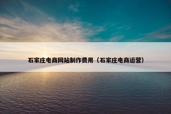 石家庄电商网站制作费用（石家庄电商运营）