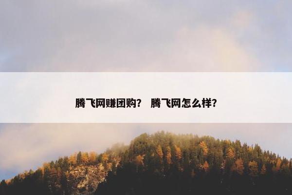 腾飞网赚团购？ 腾飞网怎么样？
