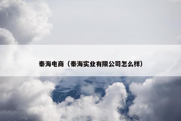 秦海电商（秦海实业有限公司怎么样）
