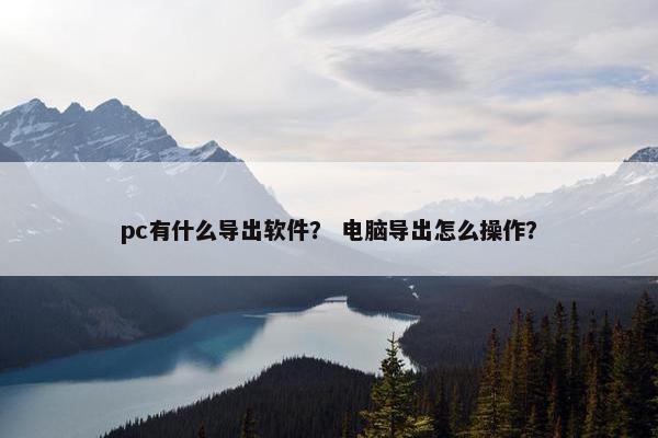 pc有什么导出软件？ 电脑导出怎么操作？