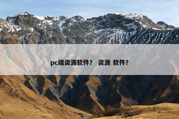 pc端资源软件？ 资源 软件？