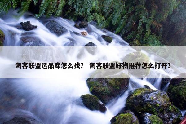 淘客联盟选品库怎么找？ 淘客联盟好物推荐怎么打开？