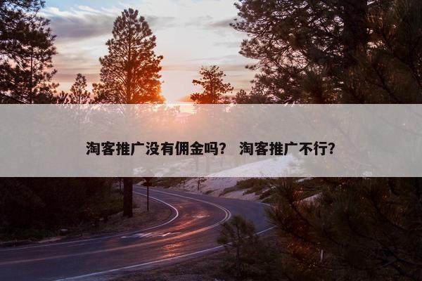 淘客推广没有佣金吗？ 淘客推广不行？