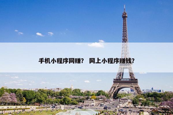 手机小程序网赚？ 网上小程序赚钱？